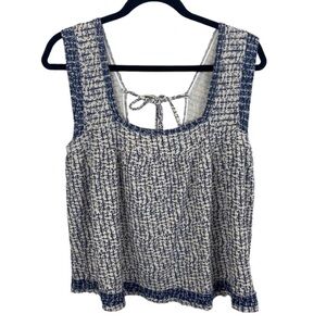 Ecote Urban Outfitters Blue Ivory Boho Linen Blend Tank Top sz M